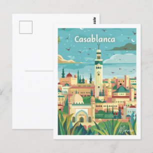 Casablanca Marokko Vintage Berühmter Reiseort Postkarte