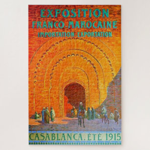 Casablanca Marokko Vintage Französisches Reiseplak Puzzle