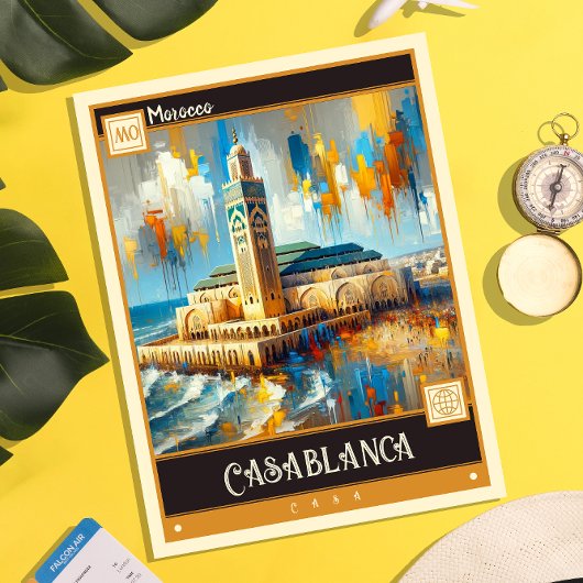 Casablanca, Marokko | Vintage Malerei Postkarte