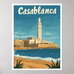 Casablanca Marokko Vintage-Reiseillustration Poster