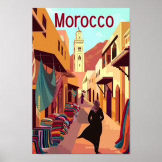 Casablanca Marokko Vintager Berühmter Reiseort Poster