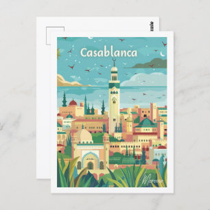 Casablanca Marokko Vintager Berühmter Reiseort Postkarte