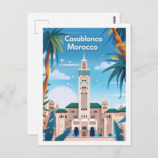 Casablanca Marokko Vintager Berühmter Reiseort Postkarte (Vorne/Hinten)