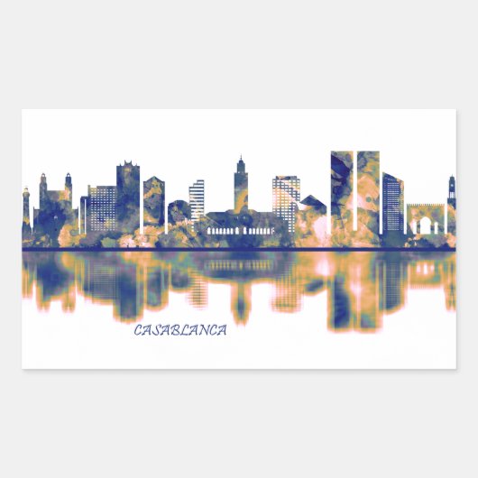 Casablanca Skyline Rechteckiger Aufkleber (Vorderseite)