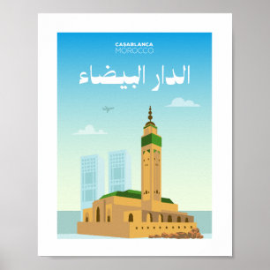 Casablanca Stadt Marokko Illustration Poster