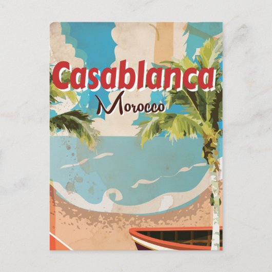 Casablanca Vintage Reiseposter Postkarte (Vorderseite)