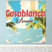 Casablanca Vintage Reiseposter Schwarz-Weiß Leinwanddruck (Insitu (Holzboden))