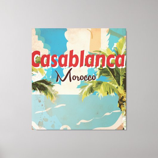 Casablanca Vintage Reiseposter Schwarz-Weiß Leinwanddruck (Vorderseite)