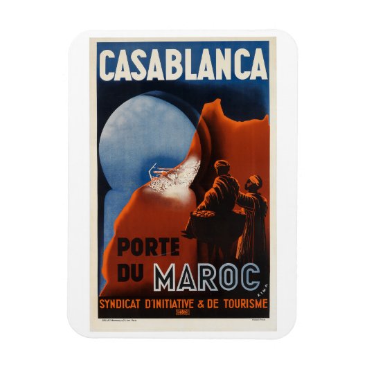 Casablanca Vintage Travel Poster Magnet (Vertikal)