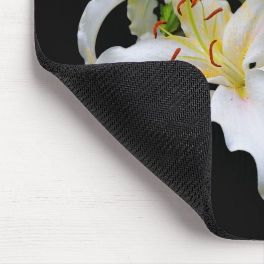 Casablanca White Oriental Lilies Blume Mousepad (Ecke)