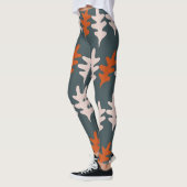 Casal Blue, Grau und Orange Abstrakt Art Muster Leggings (Links)