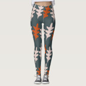 Casal Blue, Grau und Orange Abstrakt Art Muster Leggings (Vorderseite)