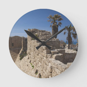 Cäsarea Ruinen von Hafen gebaut von Herod the Gre Runde Wanduhr
