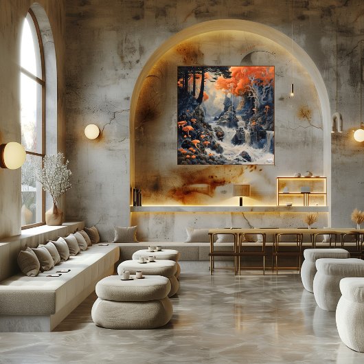 Cascada Mística en el Bosque Surrealista Poster