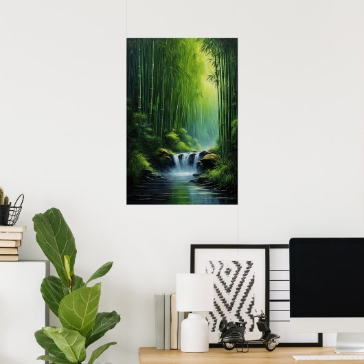 Cascade in Emerald Grove Poster (Heimbüro)