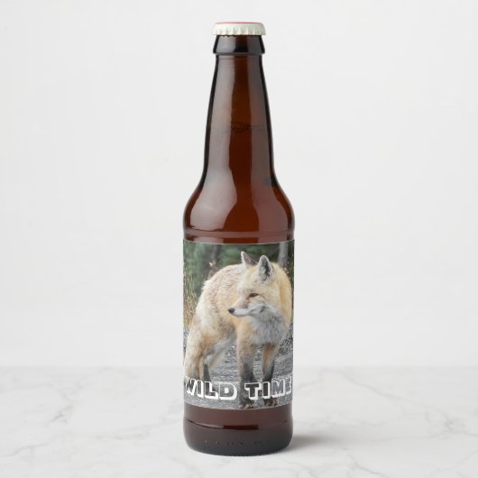 Cascade Red Fox Wildlife Foto Personalisiert Bierflaschenetikett (Vorderseite)