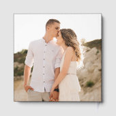 Cascading Black and Gold Foil Blätter Foto Wedding Gästebuch (Rückseite)