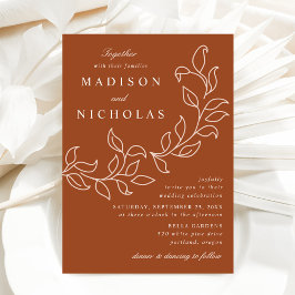 Cascading Blätter Terracotta Wedding Einladung