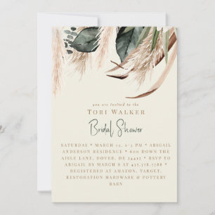 Cascading Boho Ecru Brautparty Einladung