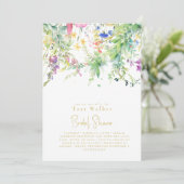 Cascading Boho Gelbe Wildblume Brautparty Einladung (Stehend Vorderseite)