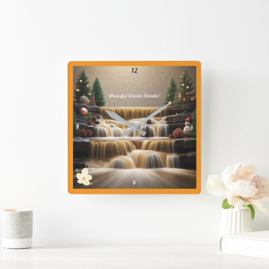 "Cascading Falls of Joy" Quadratische Wanduhr (Zuhause)