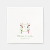 Cascading Floral Monogram Crest Wedding Serviette (Vorderseite)