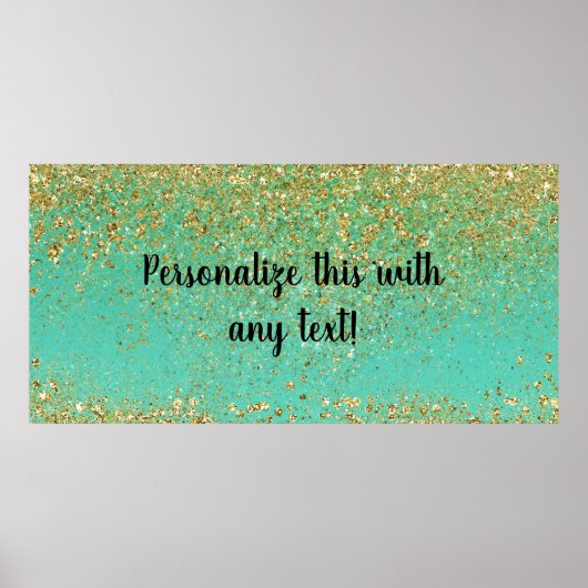 Cascading Gold Glitzer & Aquamarin Aqua Glam Banne Poster (Vorne)