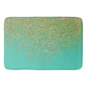 Cascading Gold Glitzer & Aquamarin Aqua Glam Trend Badematte (Vorderseite)