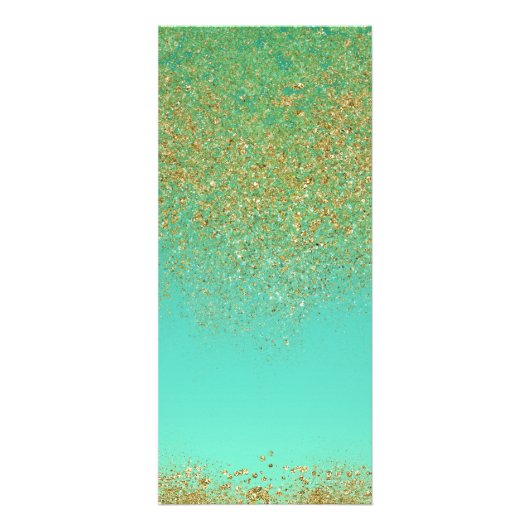 Cascading Gold Glitzer Aquamarin Aqua Preis & Serv Werbekarte (Hinten)