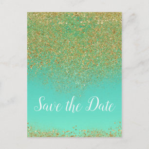 Cascading Gold Glitzer Glam Trendy Save the Date Ankündigungspostkarte