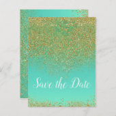Cascading Gold Glitzer Glam Trendy Save the Date Ankündigungspostkarte (Vorne/Hinten)