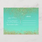Cascading Gold Glitzer Glam Trendy Save the Date Ankündigungspostkarte (Rückseite)