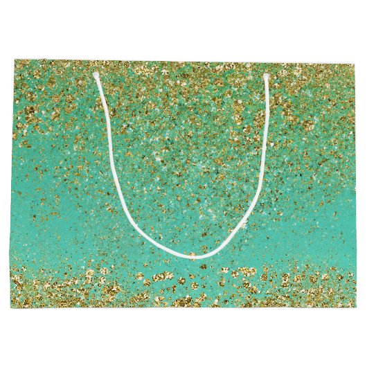 Cascading Gold Glitzer Glittery Glam Sparkle Party Große Geschenktüte (Rückseite)