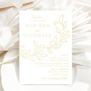 Cascading Leaves Hochzeit Gold Folieneinladung