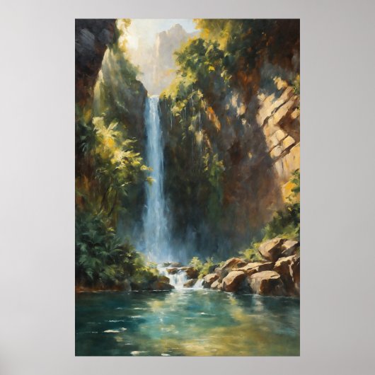 Cascading Majestät: Dschungel Kliff Wasserfall Poster (Vorne)