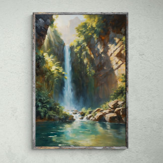 Cascading Majestät: Dschungel Kliff Wasserfall Poster