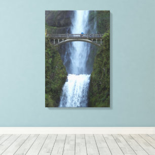 Cascading Multnomah Falls Betrachtungsbrücke Leinwanddruck