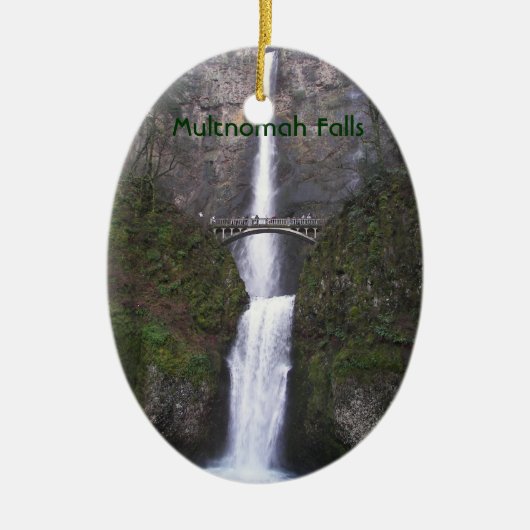Cascading Multnomah Falls Holiday Keramik Ornament (Vorne)