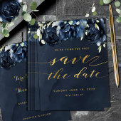 Cascading Peonies Gold Wedding Save the Date Card