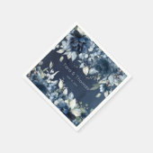 Cascading Peonies Wedding Navy Cocktail Napkins Serviette (Ecke)
