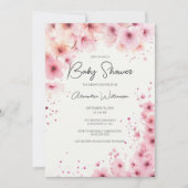 Cascading Pink Flowers Baby Shower Einladung (Vorderseite)