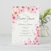 Cascading Pink Flowers Bridal Shower Einladung (Stehend Vorderseite)