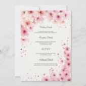 Cascading Pink Flowers Wedding Invitation Einladung (Rückseite)