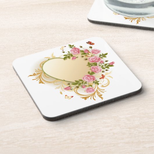 Cascading Rose Gold Heart Untersetzer (Linke Seite)