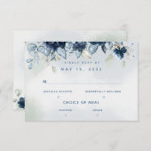 Cascading Rose Wedding 2 Meal Choice RSVP Card (Vorne/Hinten)
