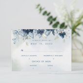 Cascading Rose Wedding 2 Meal Choice RSVP Card Karte (Stehend Vorderseite)