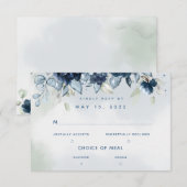Cascading Rose Wedding 2 Meal Choice RSVP Card Karte (Vorne/Hinten)