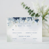 Cascading Rose Wedding 3 Meal Choice RSVP Card Karte (Stehend Vorderseite)
