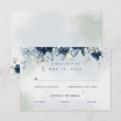 Cascading Rose Wedding 3 Meal Choice RSVP Card Karte (Vorne/Hinten)