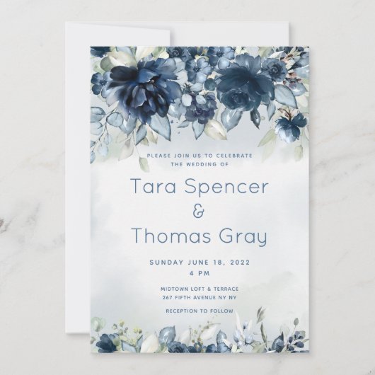 Cascading Rose Wedding Luxury Invitation Suite Einladung (Vorderseite)